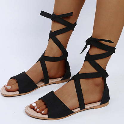 Women Cross Tie Lace Up Beach Gladiator Sandals