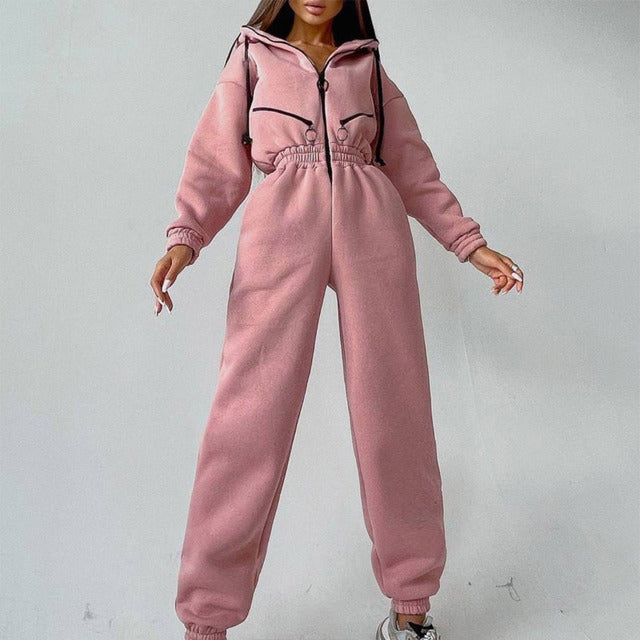 Zipper Hoodie & Drawstring Pants Two-Piece Outfit Set | Cozy Style 2025 Aesthetic