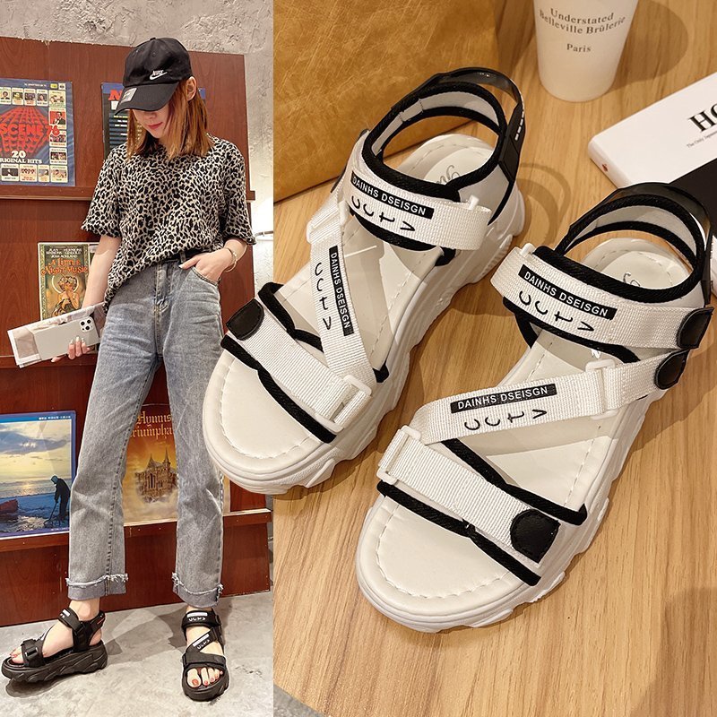 Women’s Velcro Beach Sandals – Fairy Style Korean Flats