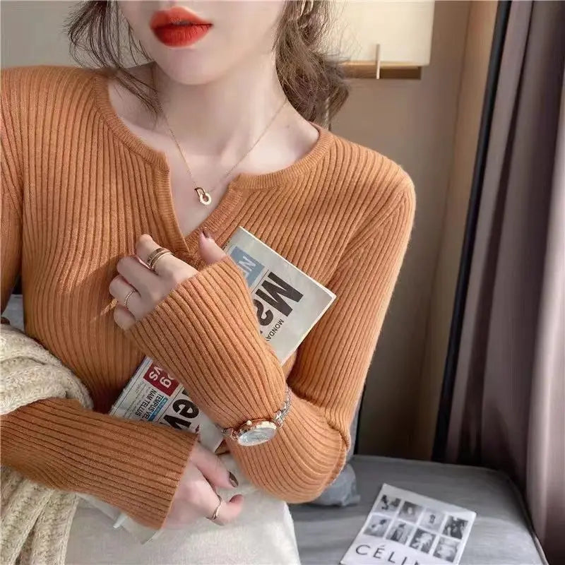 Thin V Neck Autumn Winter Sweaters For Women