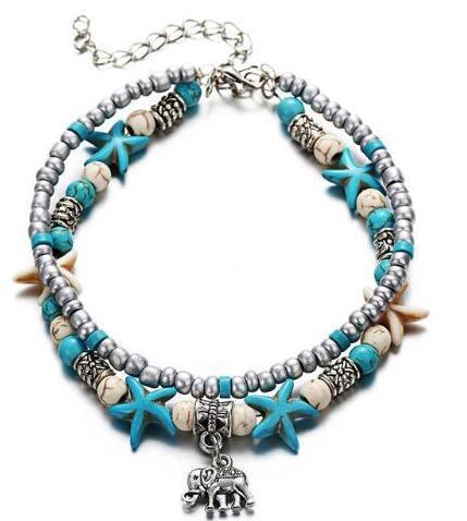 Starfish Beaded Adjustable Ankle Bracelets