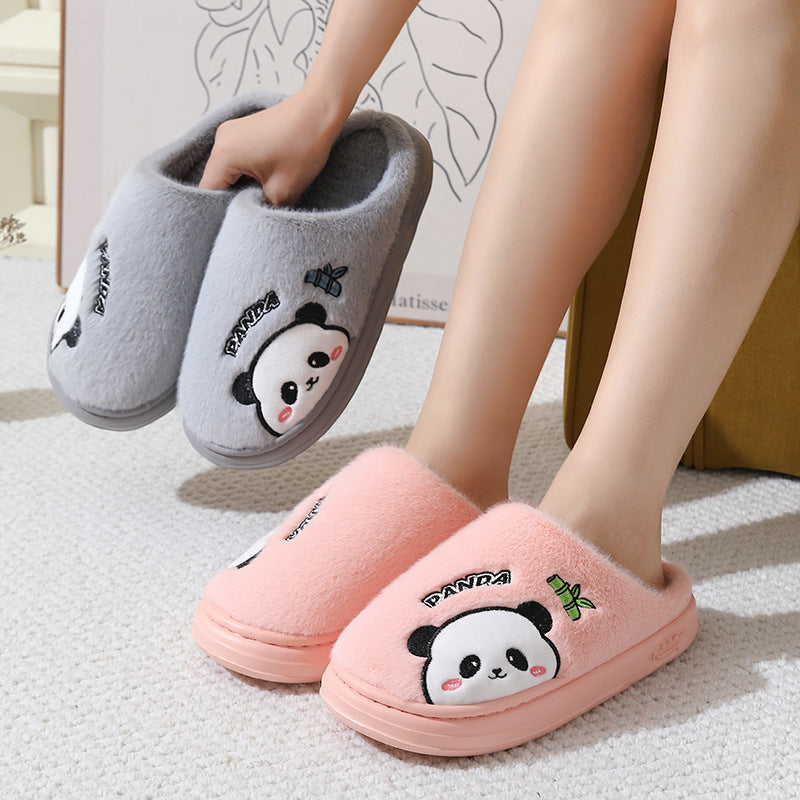 Cute Cartoon Panda Winter Slippers – Cozy Unisex Indoor Footwear for Couples