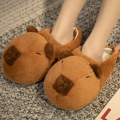 Unisex Bear & Capybara Cartoon Cotton Slippers – Cozy Indoor Winter Shoes
