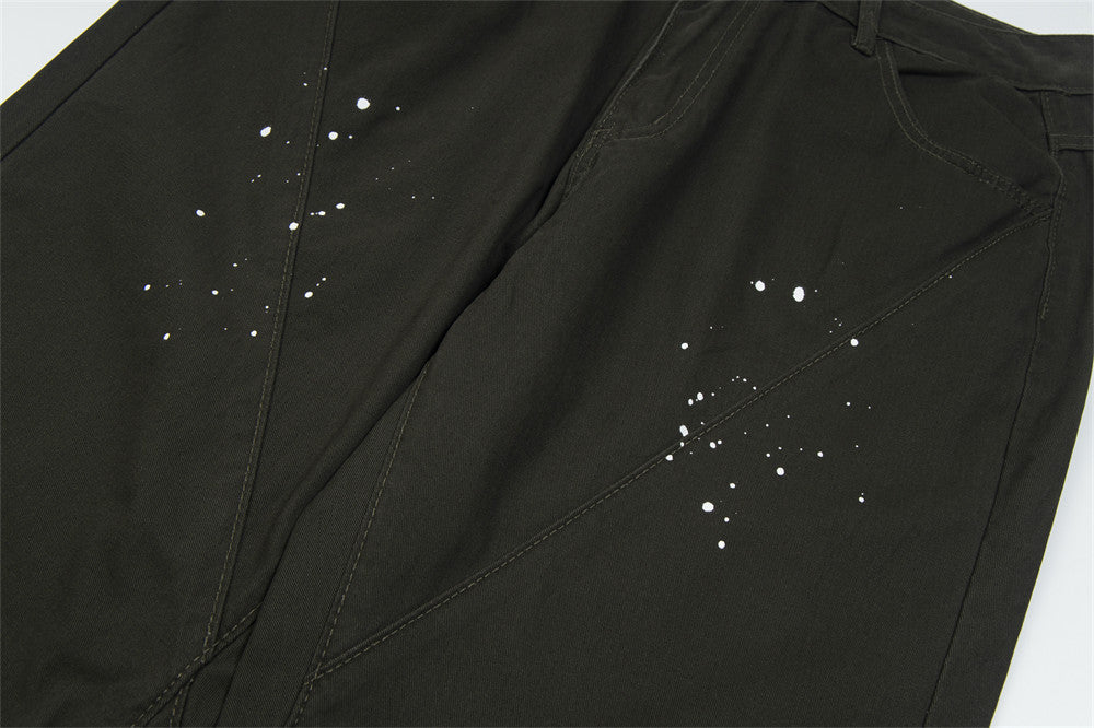 Unisex Loose Casual Dotted Trousers – Mid-Waist Relaxed Cotton Pants