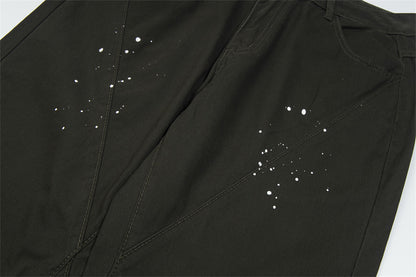 Unisex Loose Casual Dotted Trousers – Mid-Waist Relaxed Cotton Pants