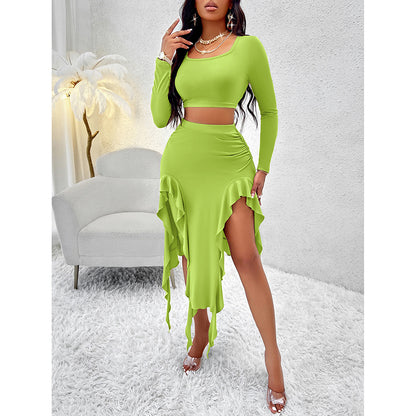 Ruffle Asymmetrical Skirt Two-Piece Outfit Set | Bold Summer Vibes Style 2025