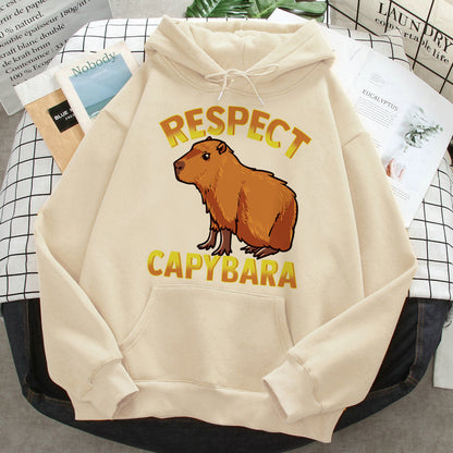 Capybara Print Hoodies – Korean Harajuku Hip Hop Style Pullover for Women