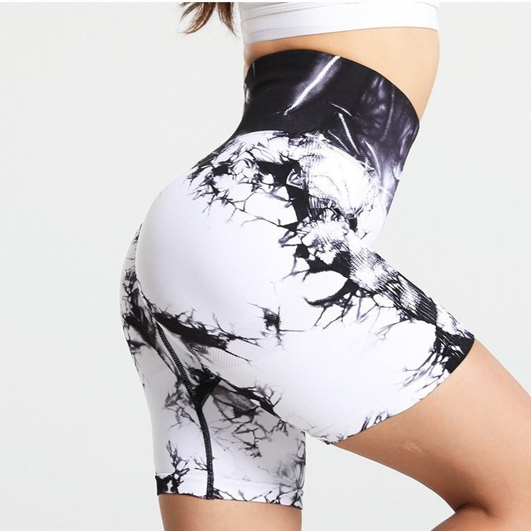Seamless Tie-Dye Push Up Yoga Shorts – Stylish Activewear for Women