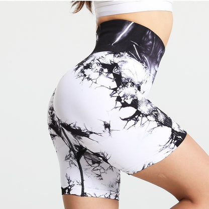 Seamless Tie-Dye Push Up Yoga Shorts – Stylish Activewear for Women