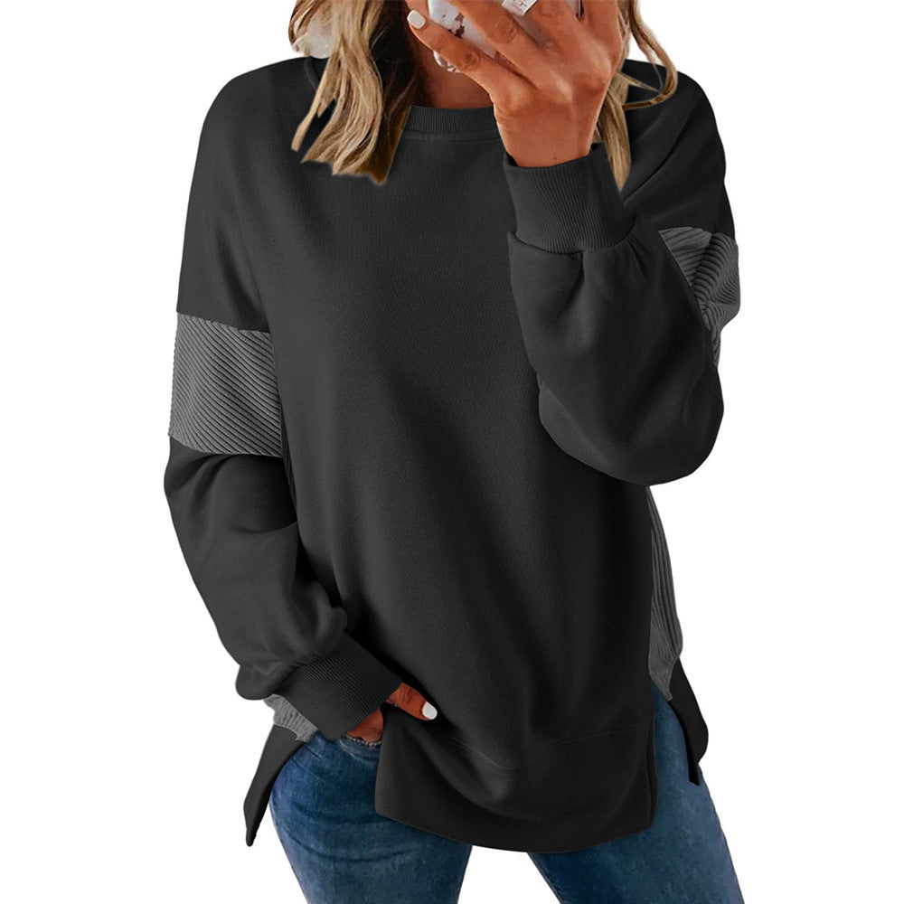 Multicolor Contrast Loose Sweatshirt – Street Style Pullover for Everyday Comfort