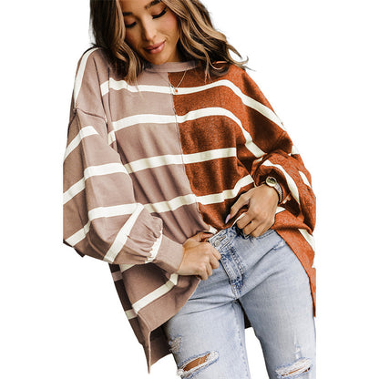Women’s Striped Loose Pullover Long Sleeve Hoodie – Casual Japanese & Korean Style