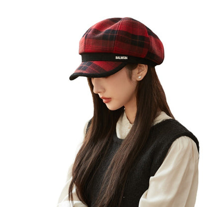 Casual Plaid British Style Womens Winter Hat