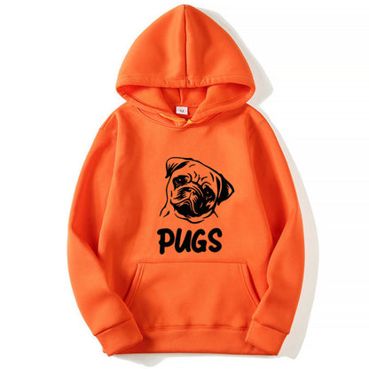 Hip Hop Pug Printed Hoodie – Retro Street Style for Men & Women