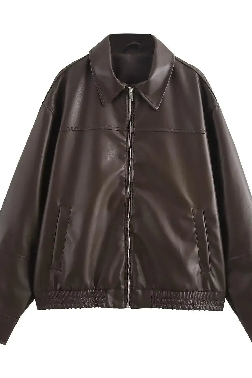 Brown leather jacket on a white background