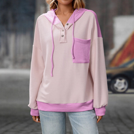 Contrast Color Twist Strip Hoodie – Cozy Street Style with a Trendy Edge