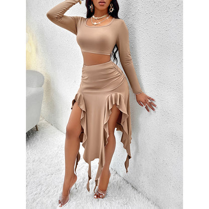 Ruffle Asymmetrical Skirt Two-Piece Outfit Set | Bold Summer Vibes Style 2025