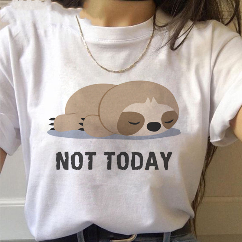 Women’s Sloth Kawaii Graphic T-Shirt – Cute Cotton Casual Tee