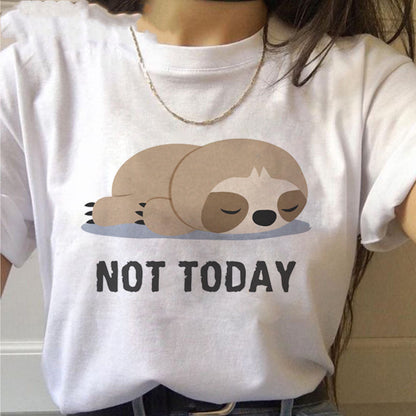 Women’s Sloth Kawaii Graphic T-Shirt – Cute Cotton Casual Tee