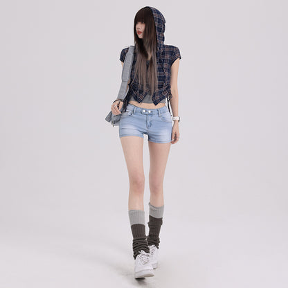 Elastic Low Waist Denim Shorts – Stretchy Casual Summer Style