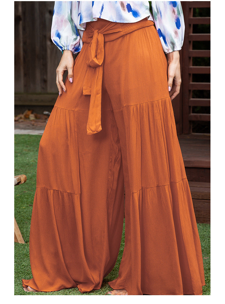Fashionable High-Waist Smocked Trousers – Straight-Leg Street Style Pants
