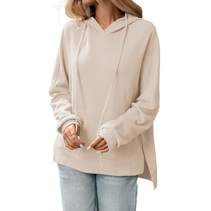 Waffle Knit Long Sleeve Pullover Cotton Sweaters – Cozy Texture, Oversized Effortless Street Style