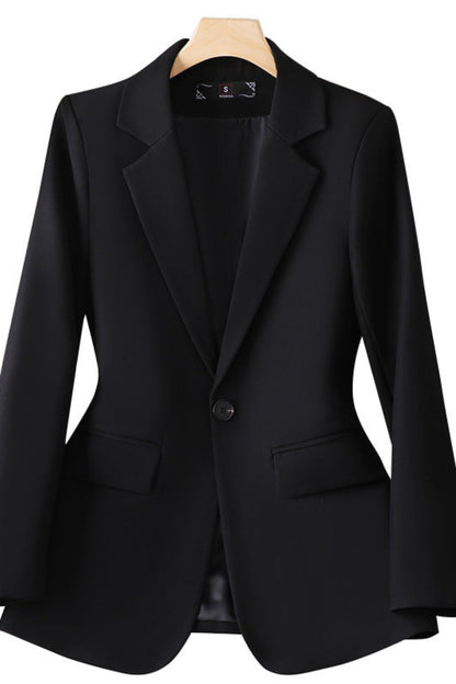 Black blazer on a mannequin against a white background