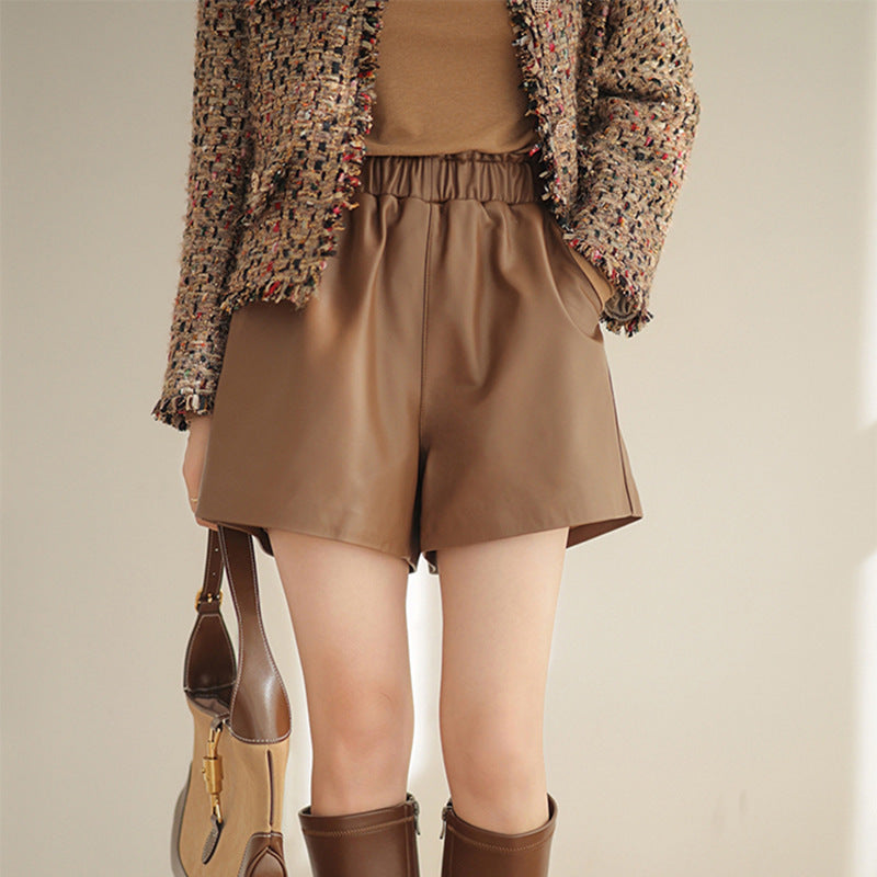 High Waist Genuine Leather Shorts Women – Chic Urban & Casual Summer Outfit