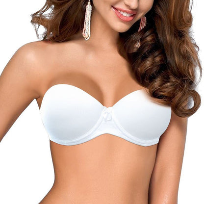 Women’s Gathering Silicone Strapless Bra – Soft Steel Ring, Cotton Lining & Natural Shape Support