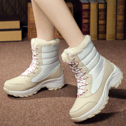 Womens Winter Snow Boots Warm Plush Ankle Boots Fashionable Cold Weather Cotton Shoes For Ladies