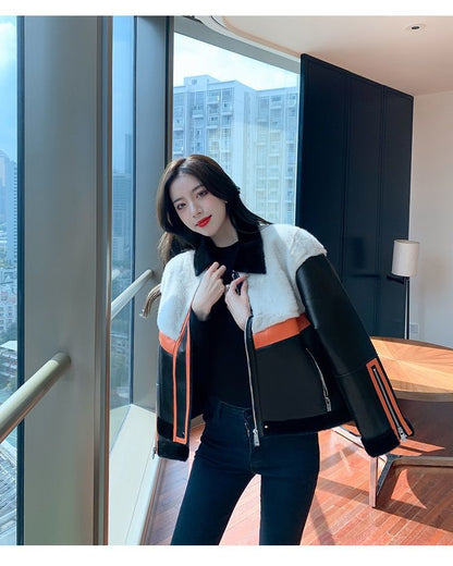 Urban Chic Artificial Mink Leather Fur Motorcycle Jacket – Jackets for Women & Street Style Outfits