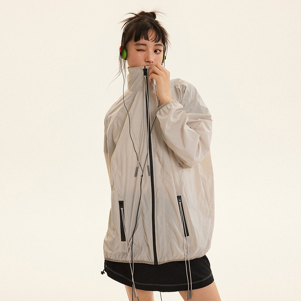 Stand Collar Sun Protection Trip Wear Style Thin Jacket