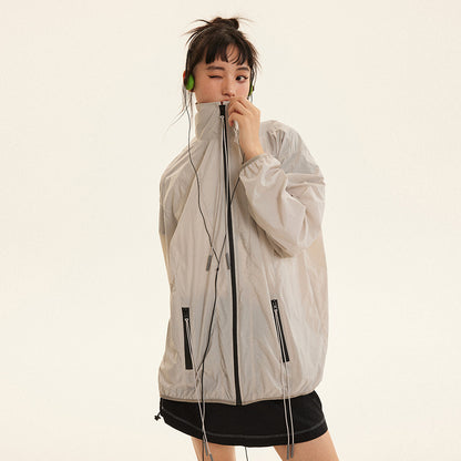 Stand Collar Sun Protection Trip Wear Style Thin Jacket