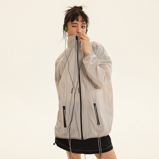 Stand Collar Sun Protection Trip Wear Style Thin Jacket