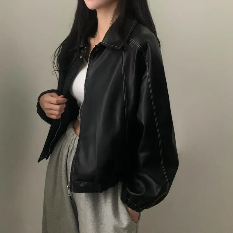 Fashion Leather Bomber Jackets – Coats for Women Casual & Transitional Outfits
