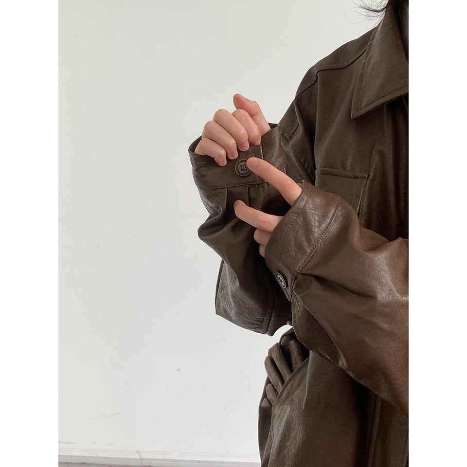 Retro Japanese-Style PU Motorcycle Jacket – Vintage Vibes with Urban Edge