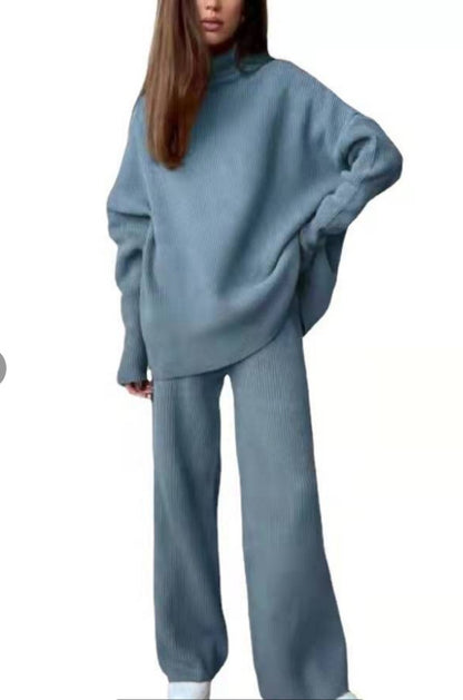 Winter Fashion Turtleneck Sweater Jogging Pants Women Tracksuits