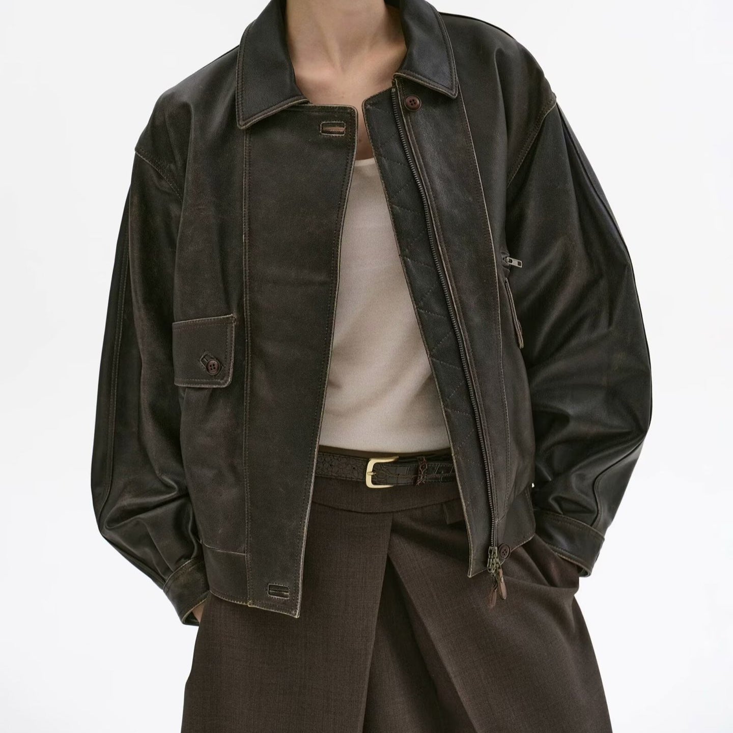 American Retro Asymmetric PU Leather Jacket – Jackets for Women & Street Style Outfits