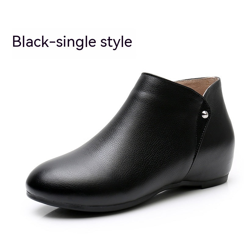 Back Zipper Closure Elegant Brushed Leather Summer Shoes For Women