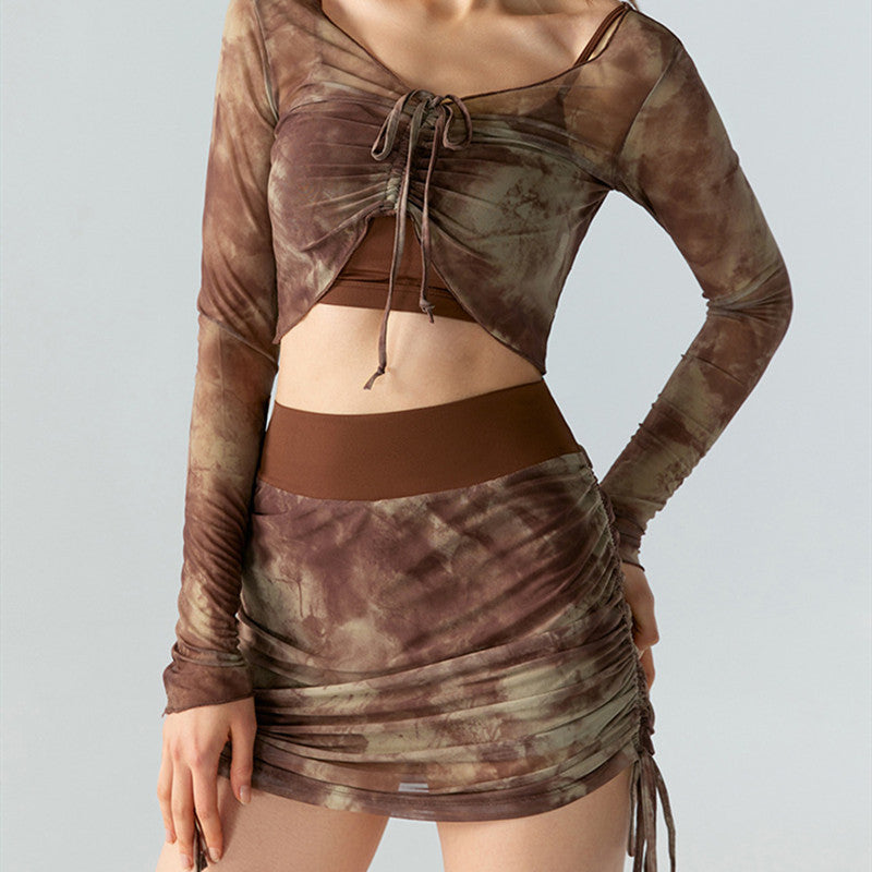 Skirts Tie Dye Mesh Yoga Skirt Activewear Trend