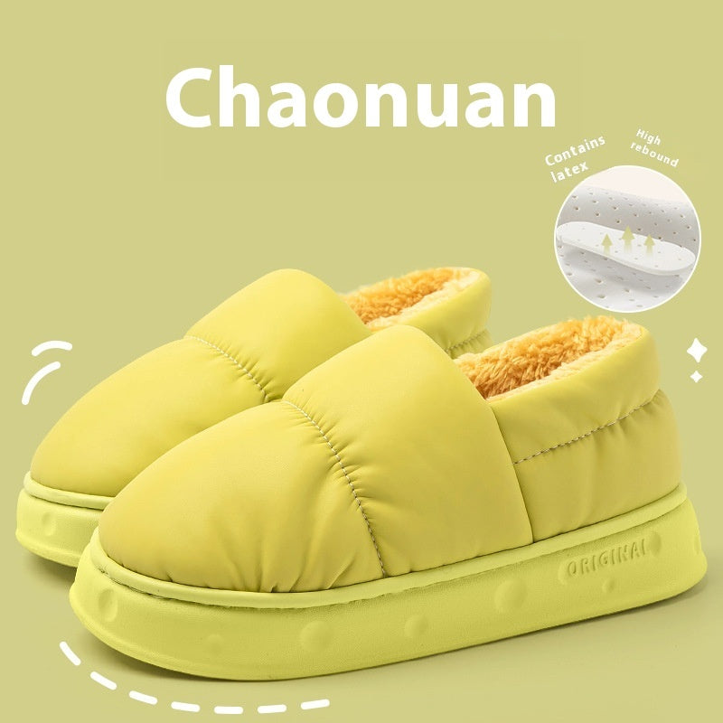 Women S Winter Waterproof Slippers Warm Plush Cotton Home Shoes Non Slip Indoor Flats For Bedroom