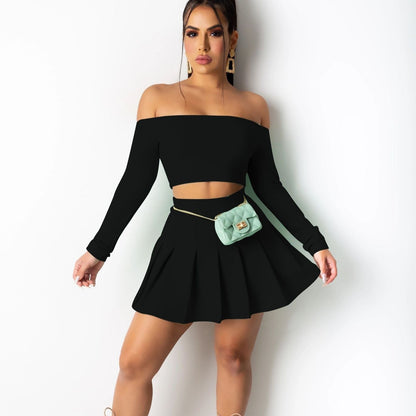 Sexy Two-Piece Draped Dress Set – Chest Wrap Midriff Outfit for Women Street Style 2025