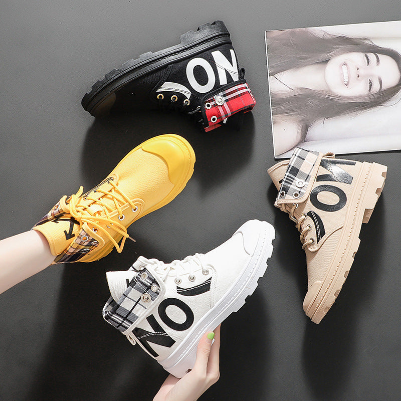 High Top Girls’ Canvas Boots | Streetwear Fashion Boots with Chunky Sole