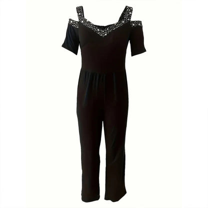 Elegant Rose Detail Jumpsuit Stylish One Piece Clubwear For Women