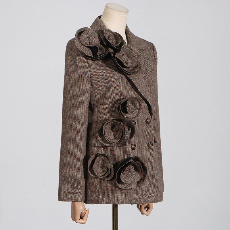 Rose Flower Decoration Autumn Jacket