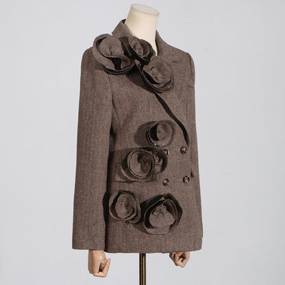 Rose Flower Decoration Autumn Jacket