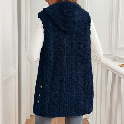 2025 Womens Long Winter Quilted Hooded Vest Sleeveless Down Cotton Jacket With Pockets Warm Outdoor Coat S 5XL