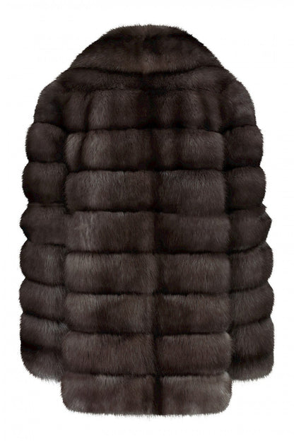 Dark brown fur coat on a white background