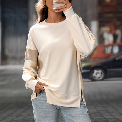 Multicolor Contrast Loose Sweatshirt – Street Style Pullover for Everyday Comfort
