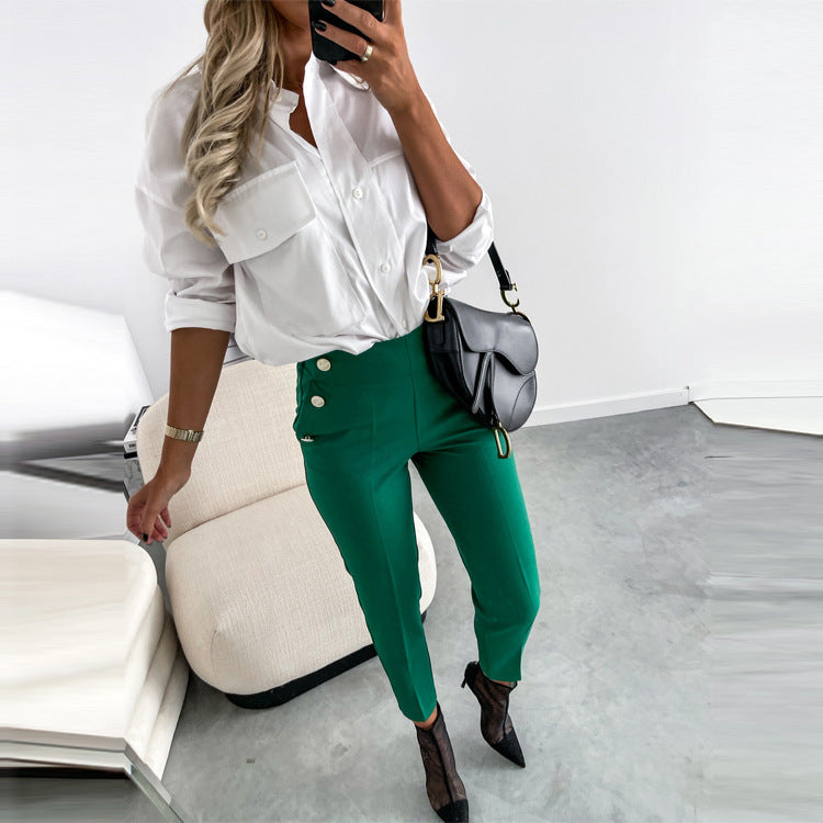 High-Waisted Tailored Pants – Tapered Casual & Business Casual Trousers