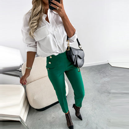 High-Waisted Tailored Pants – Tapered Casual & Business Casual Trousers